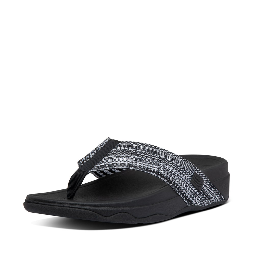 Fitflop Womens Sandals Black - Surfa Toe-post - WF1708625